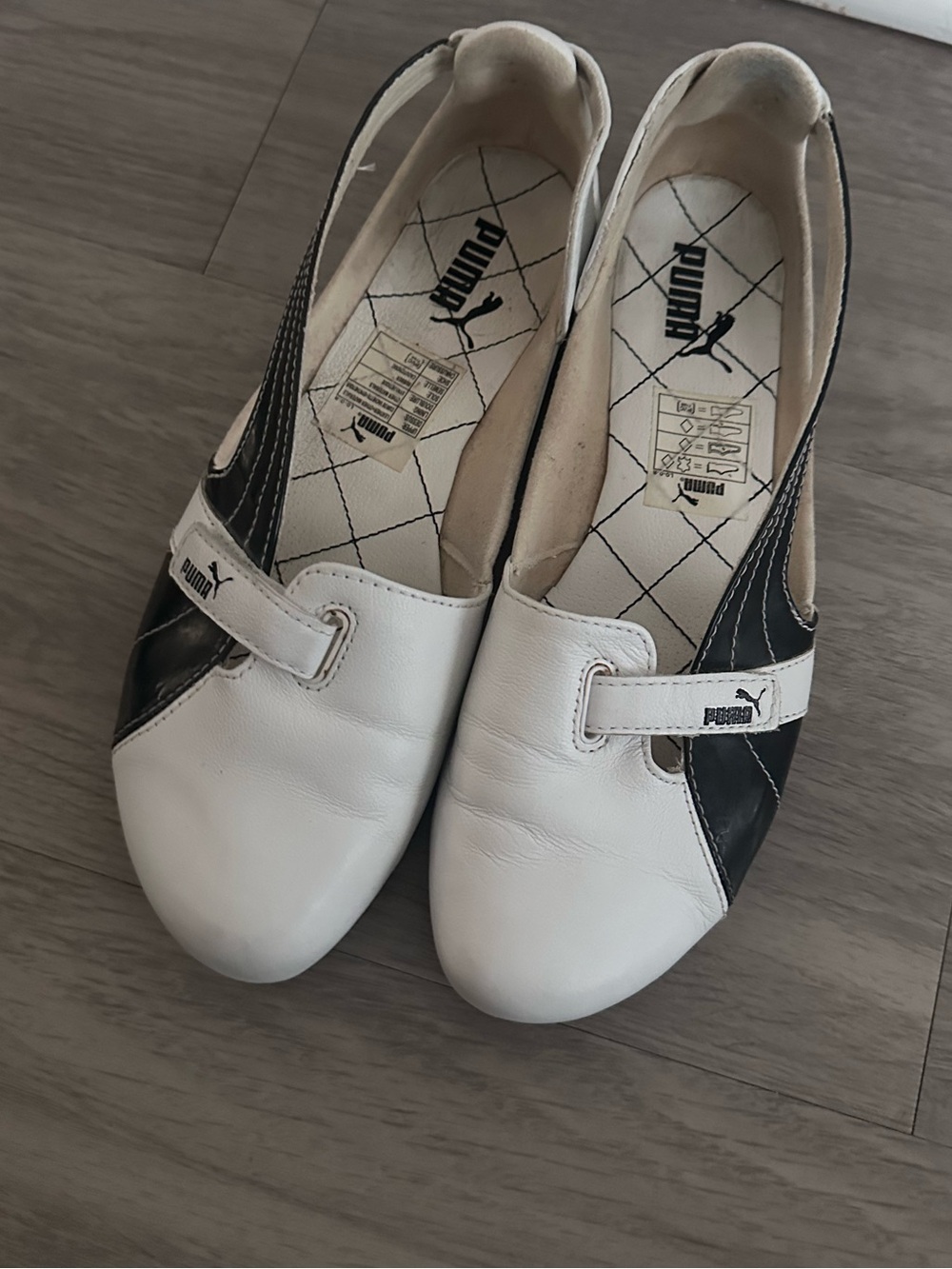 Puma Vintage Y2K Leather Mary Jane Ballet Flats Black White Colorblock Women’s 8